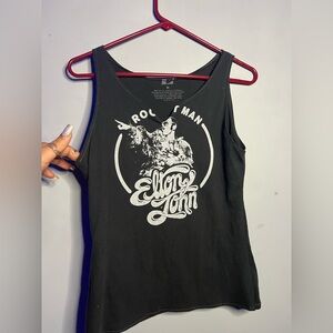 Black Elton John Rocket Man Tank Top